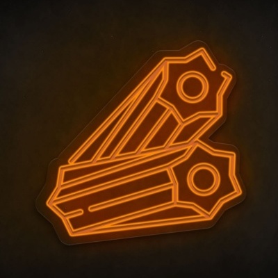 Néon laranja em forma de dois parafusos