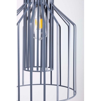 Candeeiro de teto metálico com design em gaiola cinza