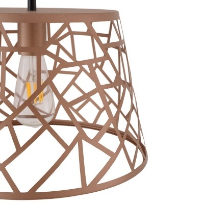 Candeeiro pendente de metal geométrico cobre com lâmpada LED visível