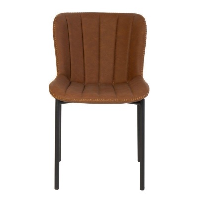 Cadeira castanha estofada com pernas pretas