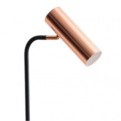 Candeeiro de leitura com cúpula metálica cobre e braço preto