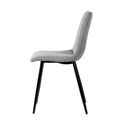 Cadeira cinzenta com pernas pretas vista lateral