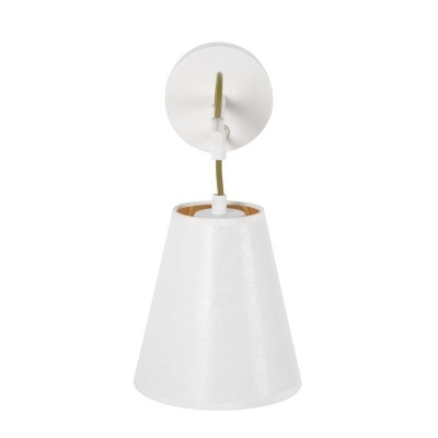 Candeeiro de parede cónico branco com cabo verde oliva