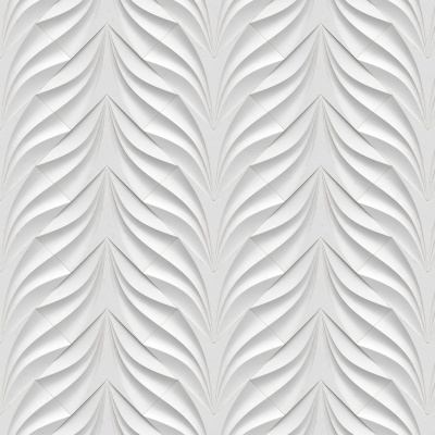 Revestimento de parede branco com padrão de folhas em relevo