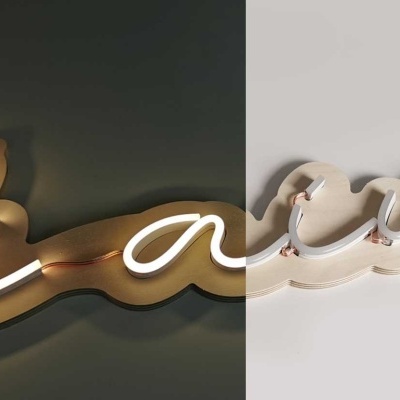 Letreiro iluminado com a palavra Miami em luz LED