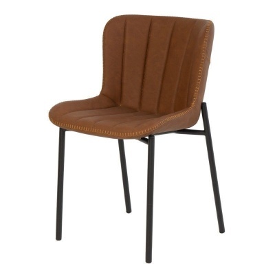 Cadeira castanha estofada com pernas pretas