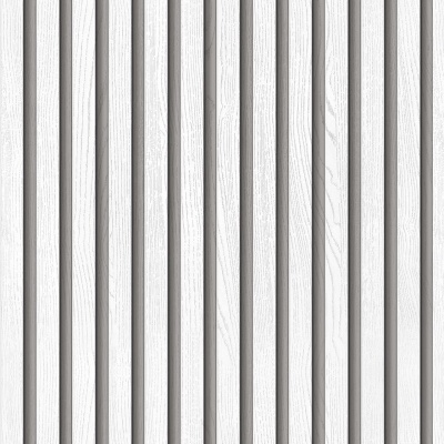 Painel decorativo de ripas verticais de madeira branca com textura