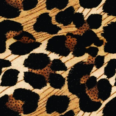 Tecido com padrão animal print castanho, bege e preto