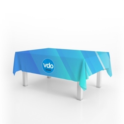 Toalha de mesa azul com logótipo vdo STORE