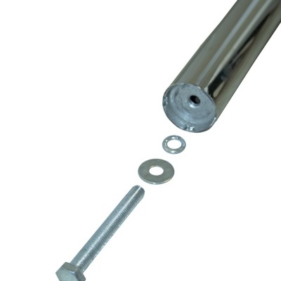 Pé de móvel metálico cromado com parafuso e arruelas