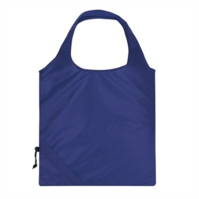 Saco de tecido azul com pega larga e formato quadrado