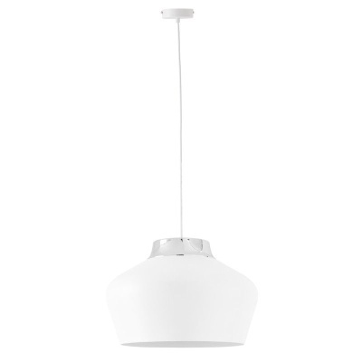 Candeeiro de teto pendente branco com acabamento metálico prateado