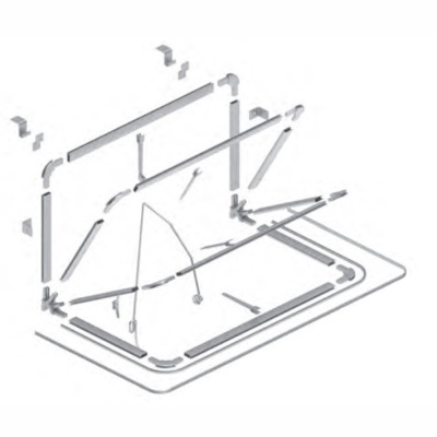 Componentes de montagem metálicos e plásticos cinza claro para estrutura