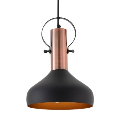 Candeeiro pendente preto e cobre com design moderno
