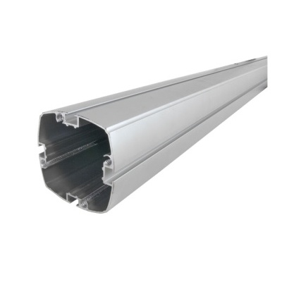 Perfis alumínio cilíndricos prateados com ranhuras