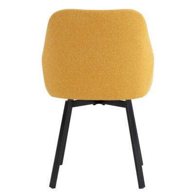 Cadeira amarela estofada com pernas pretas