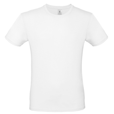 Camiseta branca de algodão com gola redonda e etiqueta GILDAN