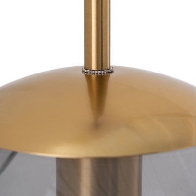 candeeiro de teto metálico dourado fosco com detalhe em anel de pedras