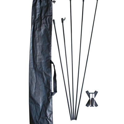 Conjunto de bolsa preta, quatro hastes finas e base de suporte preta