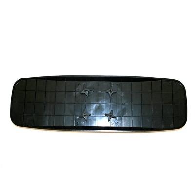 Base retangular preta de plástico com textura quadriculada e quatro encaixes estrela