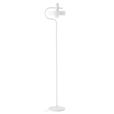 Candeeiro de pé branco com base circular e cúpula retangular