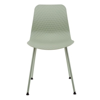 Cadeira verde-acinzentada texturizada com quatro pernas metálicas