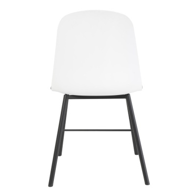 Cadeira branca com pernas pretas vista de frente