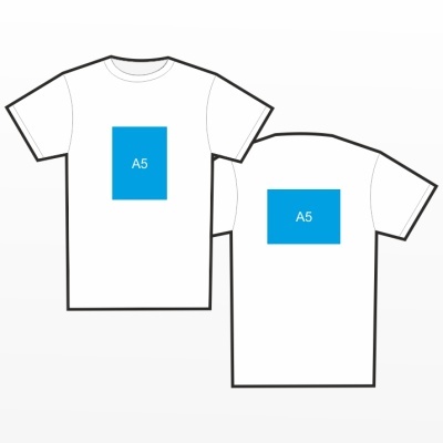 Camisola branca com estampado azul 'A5' na frente e costas