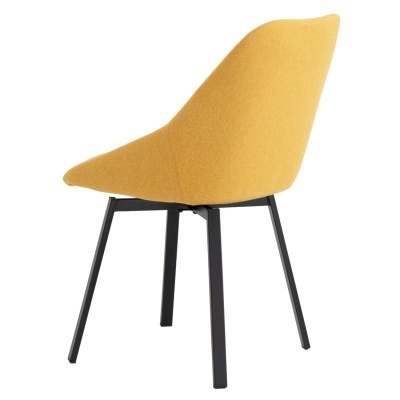 Cadeira amarela estofada com pernas pretas