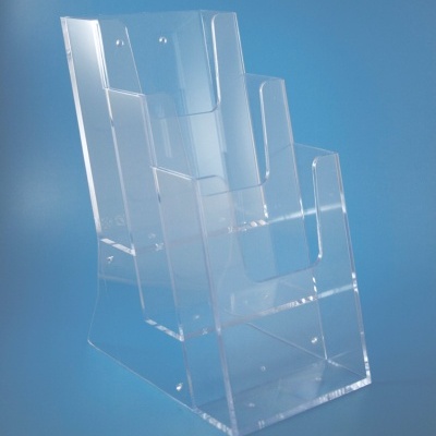 Organizador transparente de acrílico com três compartimentos