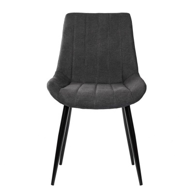 Cadeira cinza escura com pernas pretas de metal