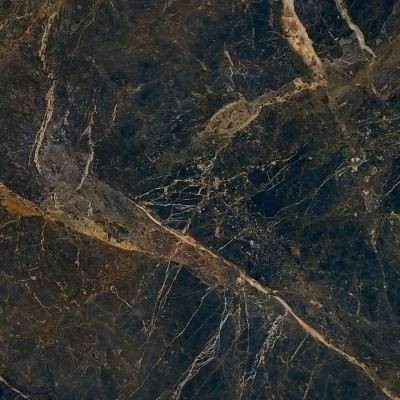Superfície de mármore escuro com veios castanhos e bege