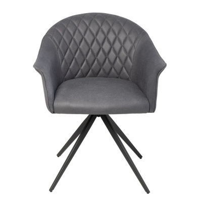 cadeira cinza escura acolchoada com pernas pretas de metal em estrela