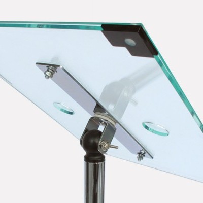 Suporte ajustável para tablet ou livro com base metálica e placa de vidro