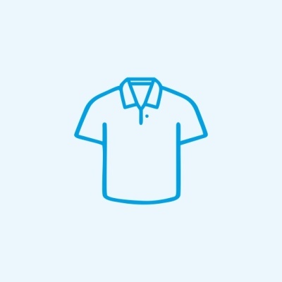 Ícone de camisa polo azul com gola e botões