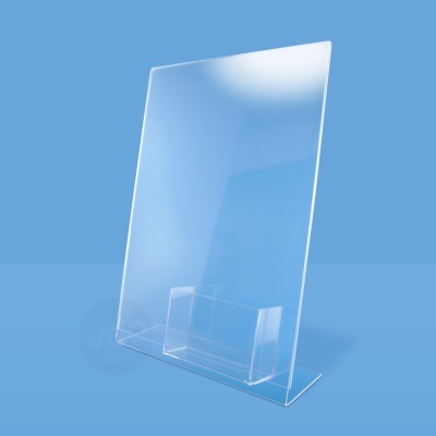 Suporte acrílico transparente com compartimento frontal para cartão