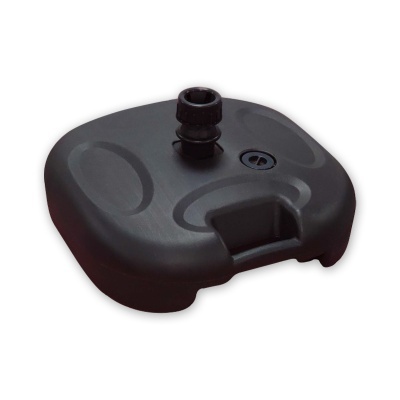 Base preta quadrada para guarda-chuva com fixação central e alça