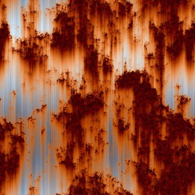 Superfície metálica oxidada com textura corrugada e manchas ferrugem