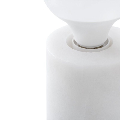 Base branca de candeeiro cilíndrica com lâmpada LED