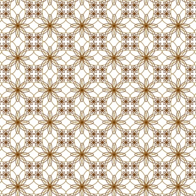 Padrão geométrico castanho com flores estilizadas em fundo branco