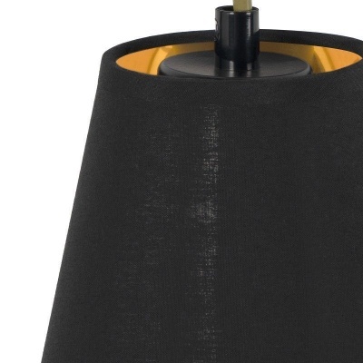 Abajur com cúpula preta e interior amarelo