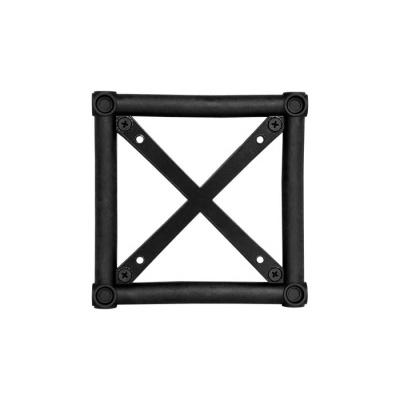 Suporte quadrado preto de metal com barras cruzadas em X