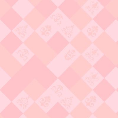 Papel de parede rosa com padrão de losangos e motivos florais