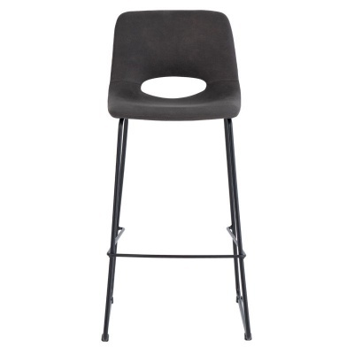 Cadeira alta de bar cinzenta com base metálica