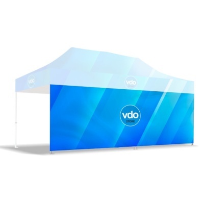 Tenda azul com logotipo vdo STORE