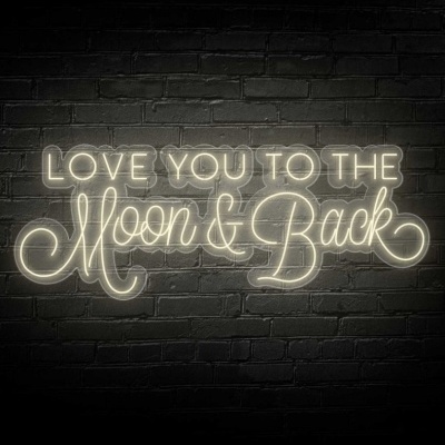 Letreiro de néon branco com texto 