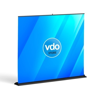 Ecrã de projeção azul com texto vdo STORE