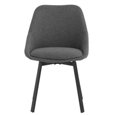 Cadeira cinzenta estofada com pernas pretas