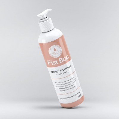 Frasco plástico com doseador branco de sabão desinfetante para mãos Fist Bac 300 ml