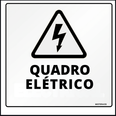 Placa de aviso de quadro elétrico em branco e preto